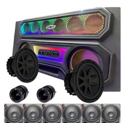 NEW CUSTOM BOX RGB LIGHTS FOR SINGLE CAB TRUCKS SUBWOOFERS MIDRANGE SPEAKERS TWEETERS 