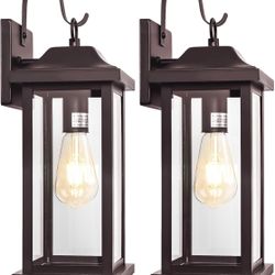 2-Pack 17 Inch Large Bronze Outdoor Light Fixtures, Exterior Vintage Outdoor Wall Sconces IP65 Waterproof Anti-Rust, Porch Lights with Clear Glass Out
