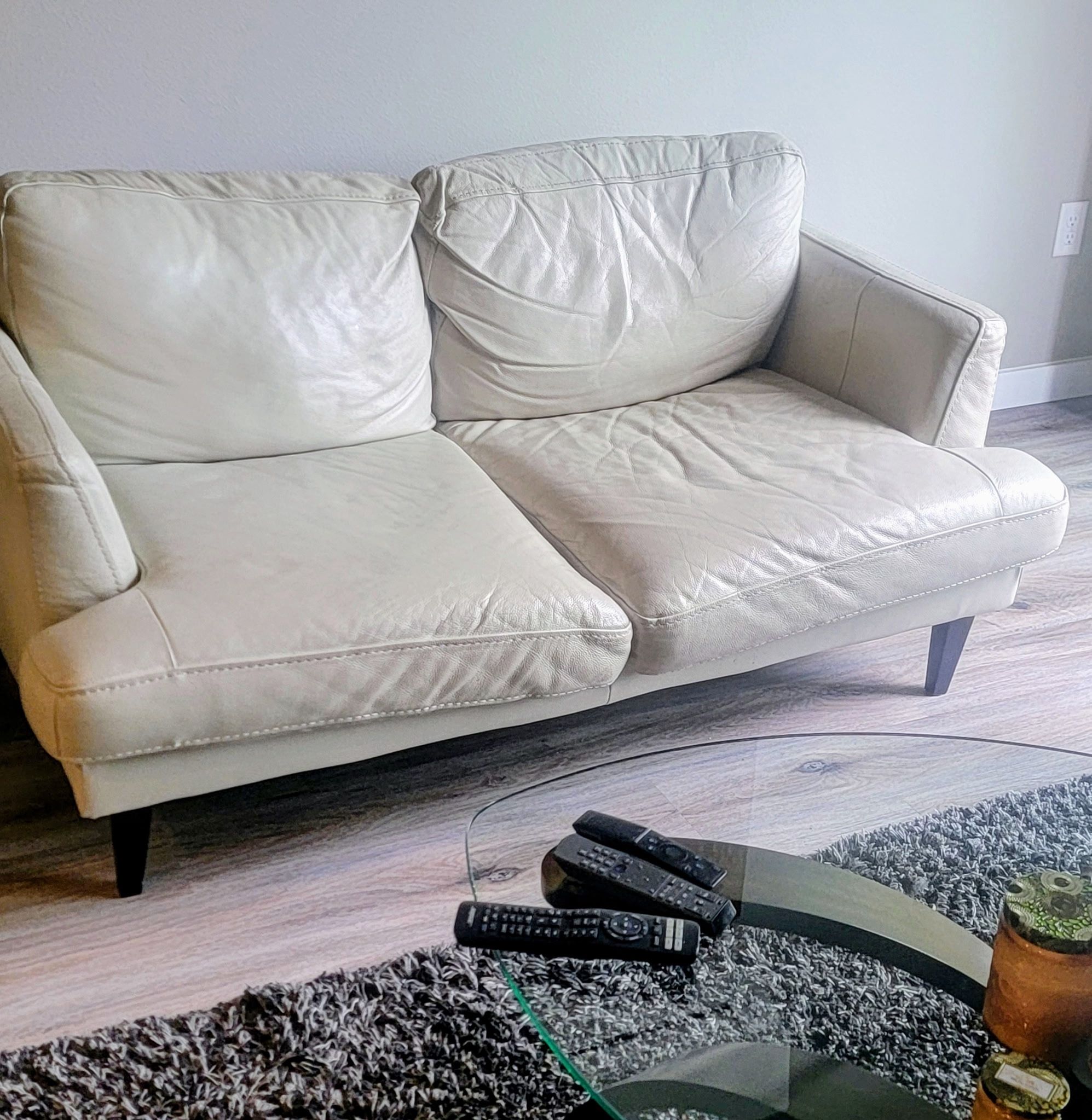 FREE White Faux Leather Loveseat