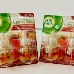 Air Wick Apple Cinnamon Medley Scented Essential Oil Refills Two Twin Packs