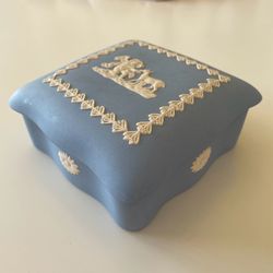 Blue ceramic box decor vintage
