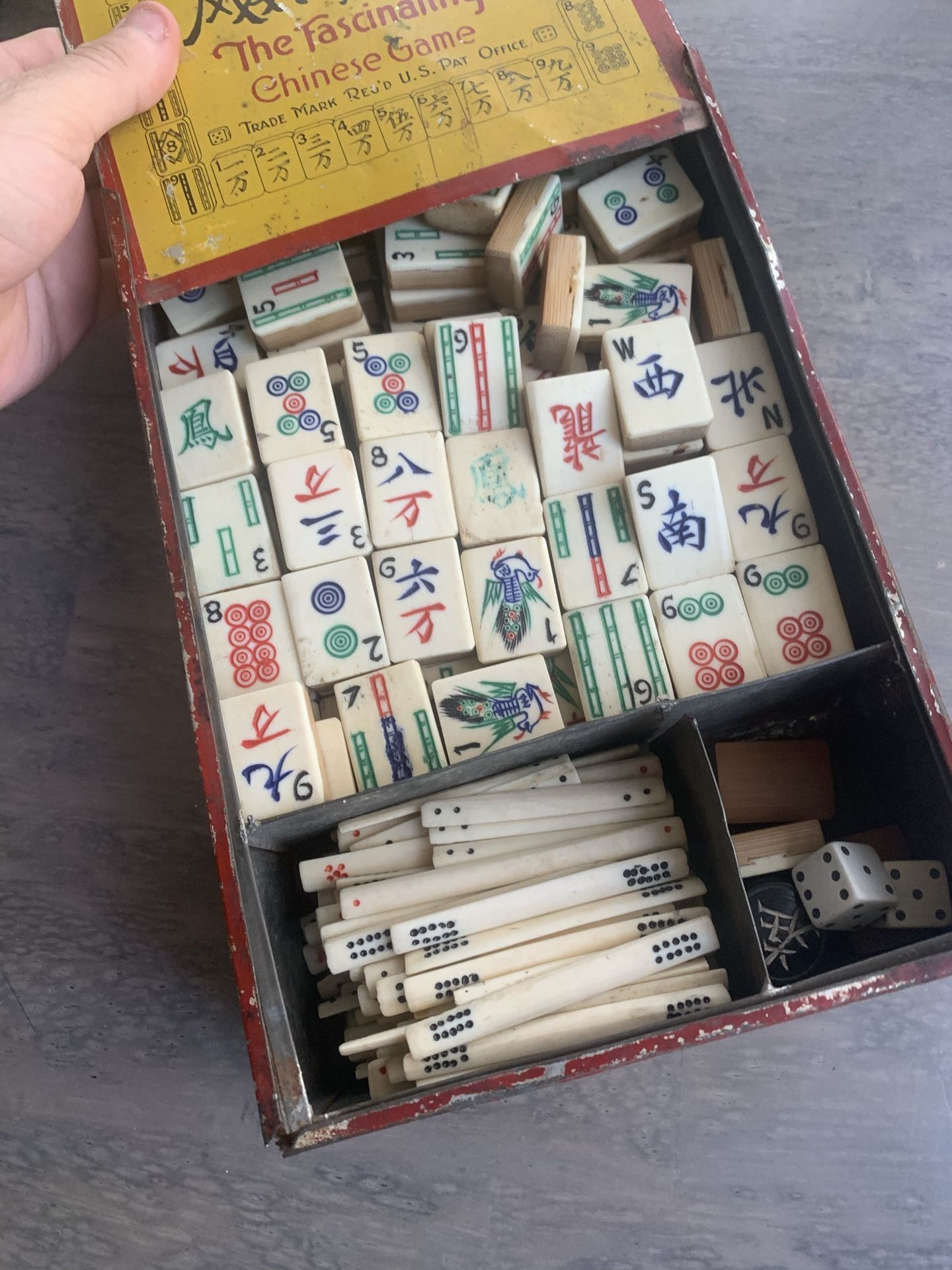 Antique 1920s Bone And Bamboo Mahjong Set Chinese