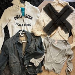 Abercrombie Jean Jacket, Cardigan And Hollister Zip Up Sweater Small