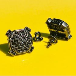 Black Diamonds Earrings  With Screw On Backs. Vary Beautiful 