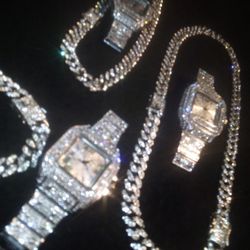 Lab Diamond Watch With Bracelet 18 And Short Chain Or Longer 26 In Chain 60!Each