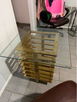 Clarette Gold Side Table - Clear Glass Top