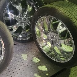 2 Chev 6 Lug 22" & 2 6 lug 20" Rims With Tires $350