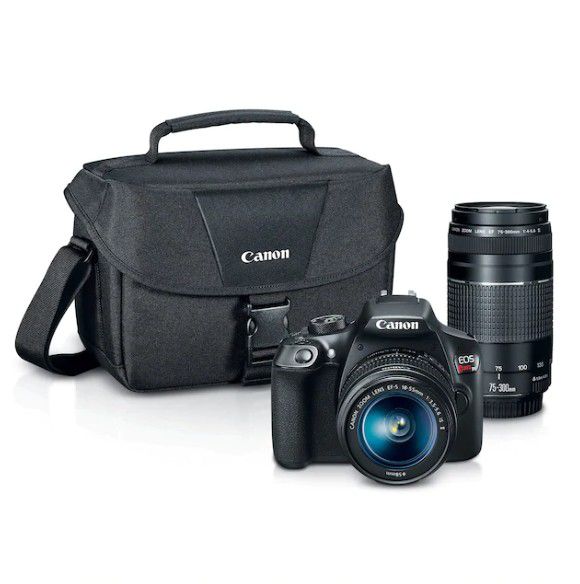 Canon EOS Rebel T6 DSLR Camera with EF-S 18-55mm + EF 75-300mm Lenses - 18-Megapixel Sensor and Webcam Capability