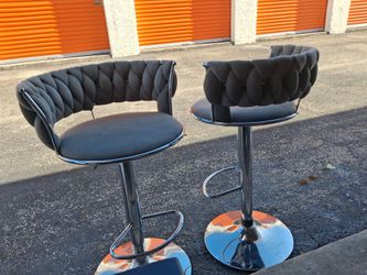 Set of 4 Grey velvet bar stools