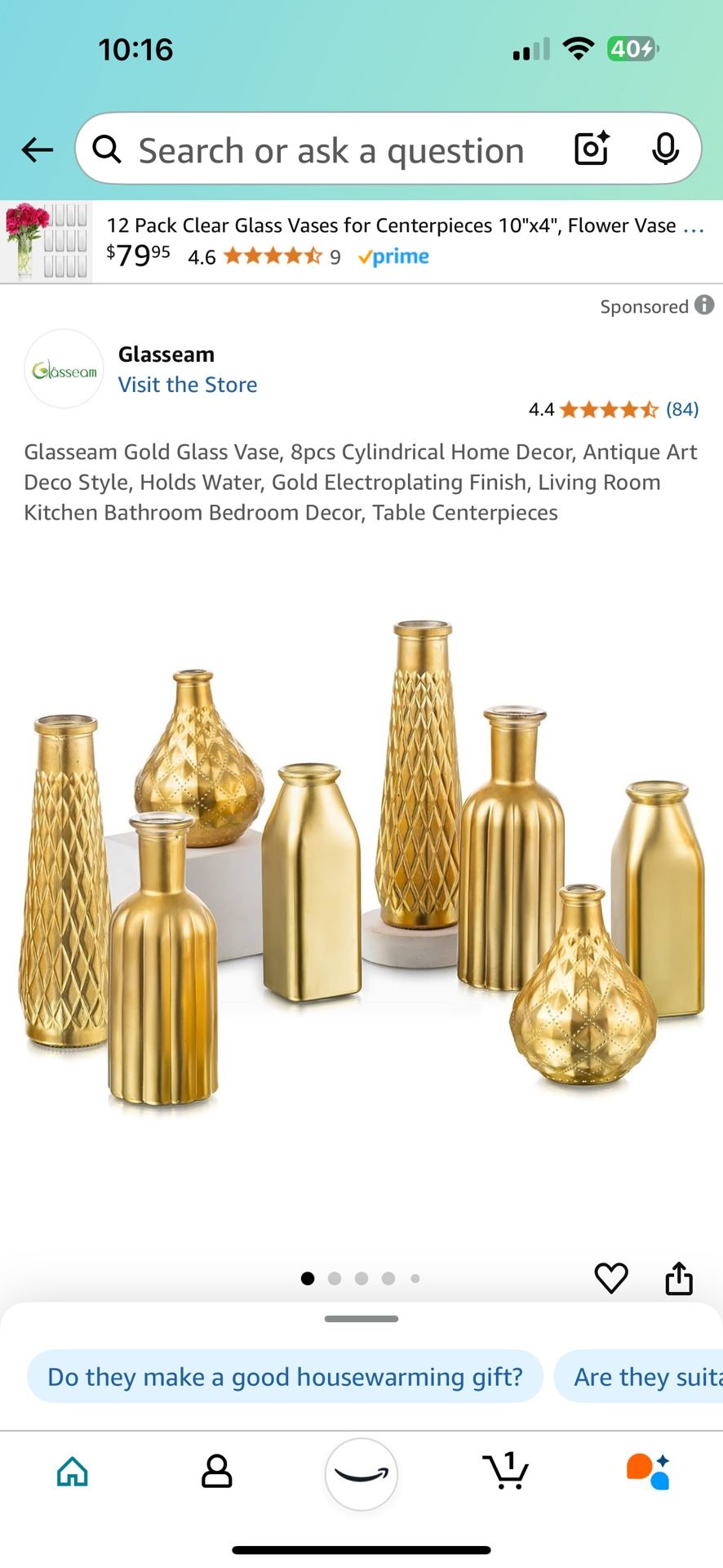 Gold vases - Brand New