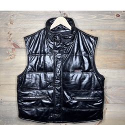 Vintage M J Julian Black Leather Puffer Vest From Wilson’s Leather 