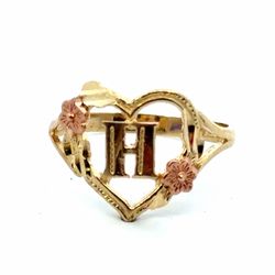 Woman’s Ladies 10k Two Toned Rose Yellow Gold Initial H in a Heart Ring Size 8 GP3137516