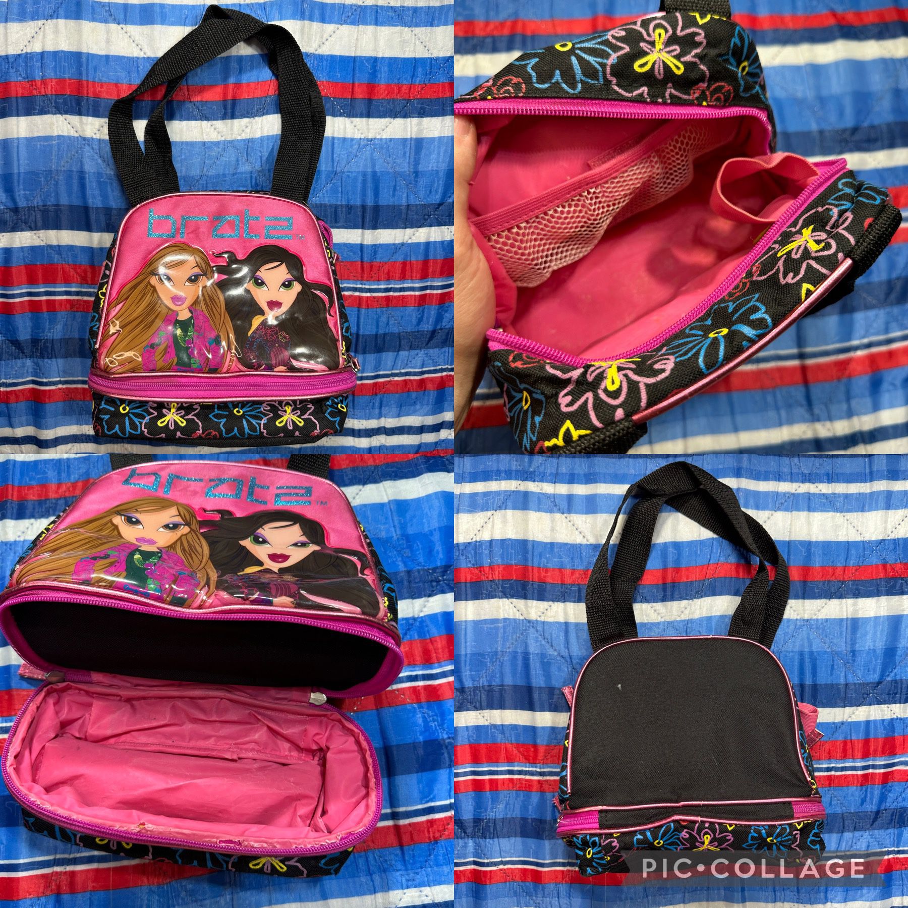 BRATZ Pink Black Lunch Bag Dual Lead Safe Zipper