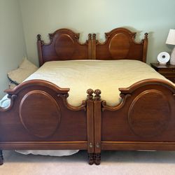Nine piece cherry twin bedroom set