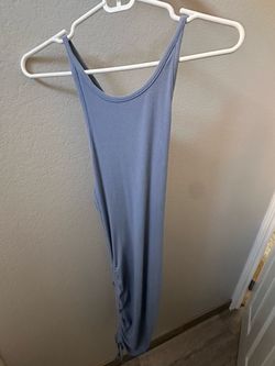 Blue Ribbed Tank Midi Dress