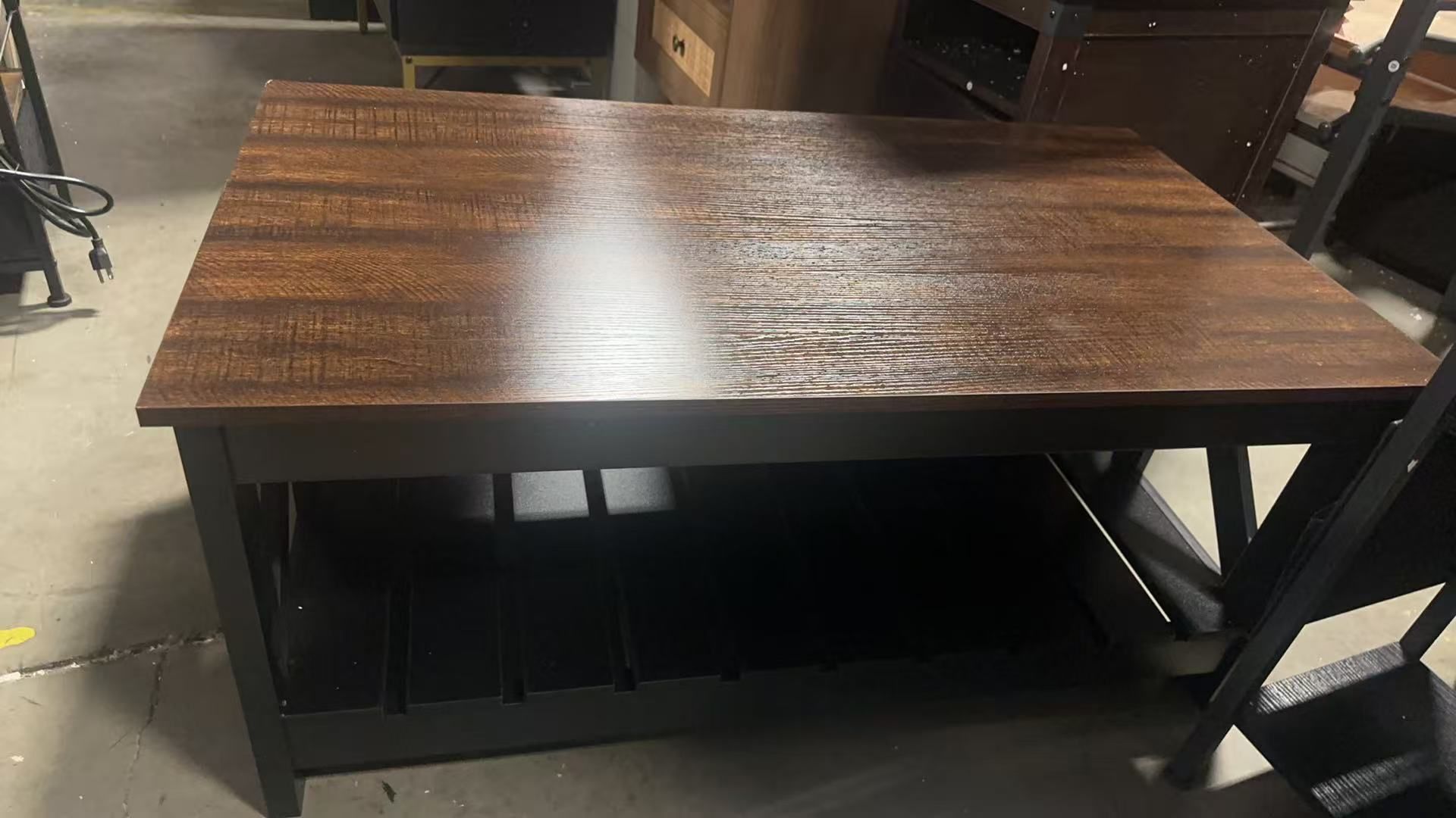 39" Farmhouse Coffee Table, Coffee Tables for Living Room, Farmhouse Square Coffee Table with Storage, Couch Table, Small Tables for Small Spaces, Bro