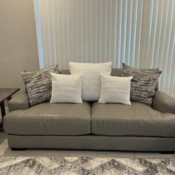 Gray Leather Sofa Loveseat 