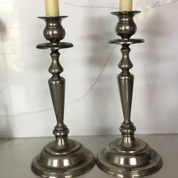Chippendale Traditional Silver Plated Candlesticks
