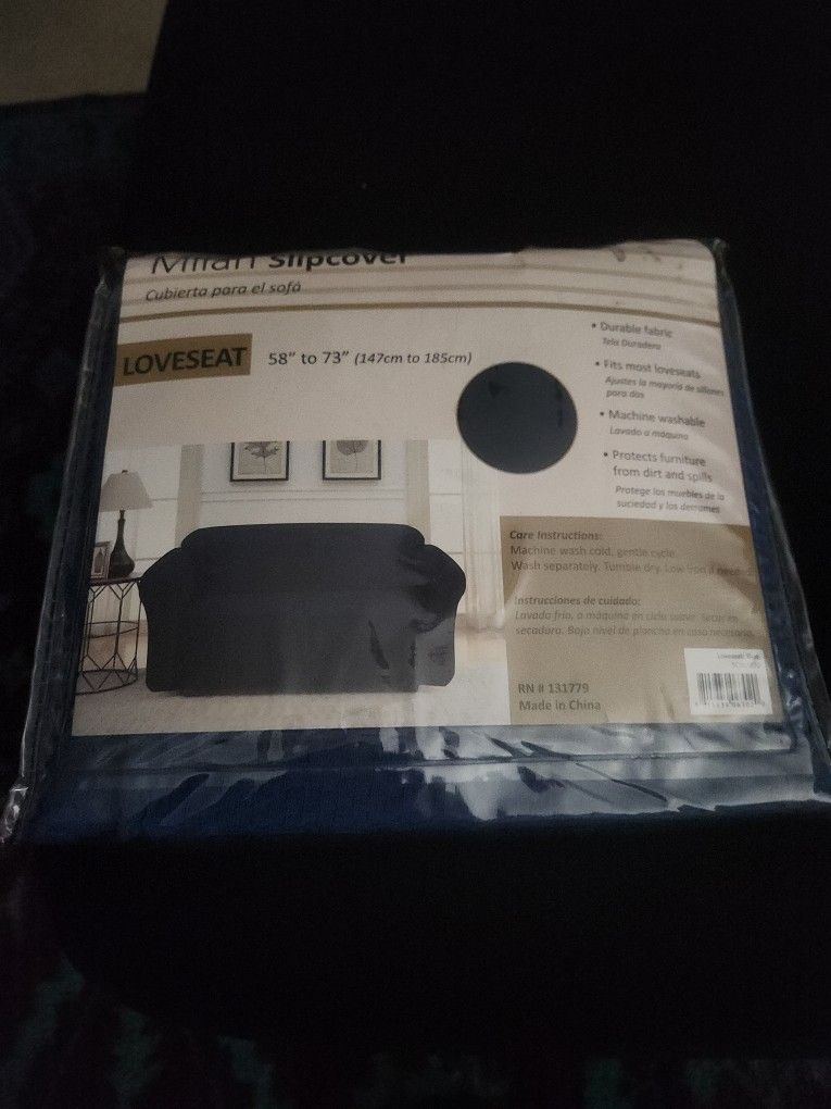 Milan Loveseat Slipcover – Navy Blue, New in Package