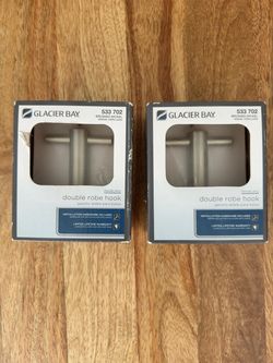 2 Glacier Bay Innburg Double Robe Hooks – Brushed Nickel – New