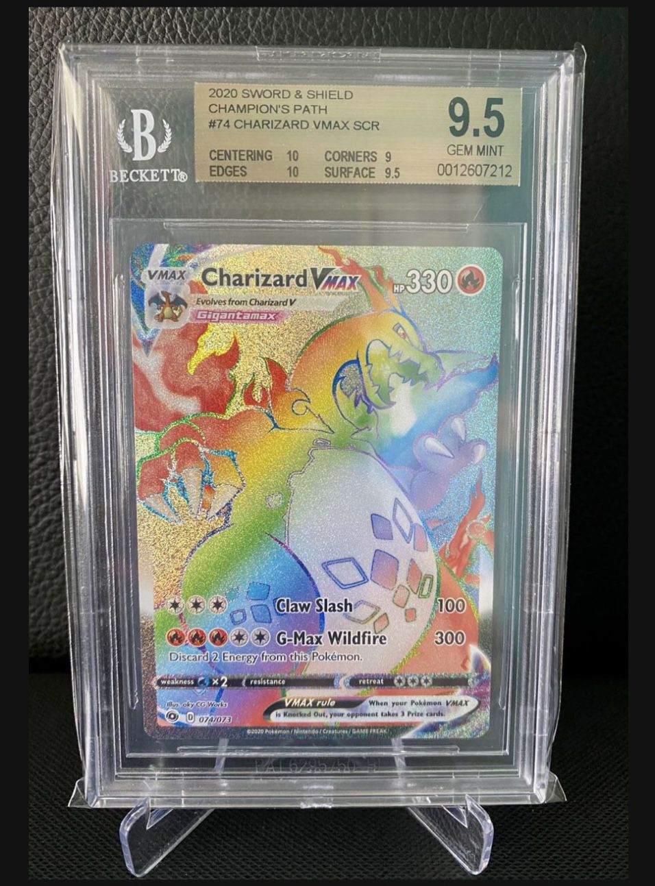 Pokémon 2020 Champions Path Charizard Vmax Rainbow Rare #074/073 Card!!! GRADED GEM MINT 9.5 BGS!!!🔥🔥🔥