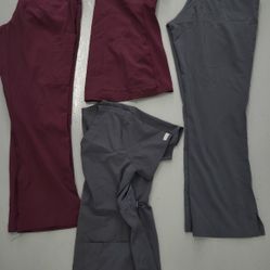 Bundle Of Maternity Scrubs 2 Sets Gray And Maroon 