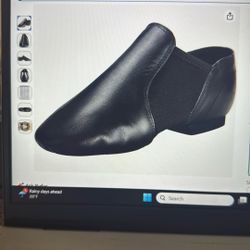 Linodes Unisex Leather Upper Jazz Shoe Slip-on Dance Shoes Black Size 5 5.5