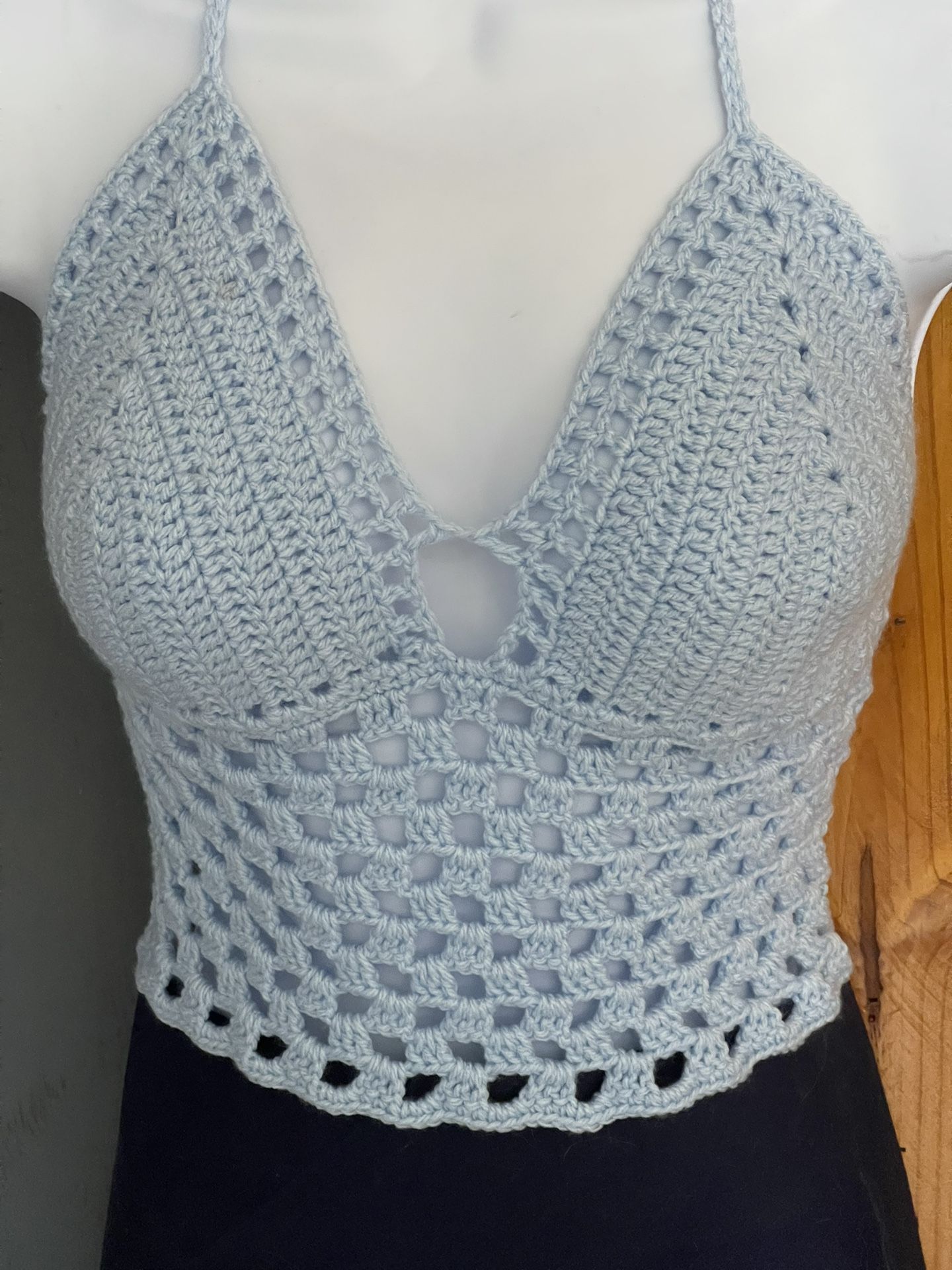 Baby Blue Crochet Halter Top