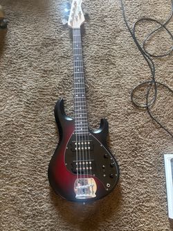 Sterling by Musicman stingray 5 Ruby Red Burst satin bass