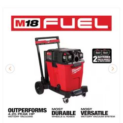 M18 FUEL 12 Gallon Cordless DUAL-BATTERY Wet/Dry Shop Vac Kit W/12.0 Ah Battery, Charger, Filter, Hose, and Accessories