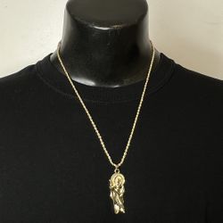 Gold Chain San Judas Charm 