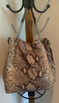 Michael Kors grey snakeskin leather hobo bag