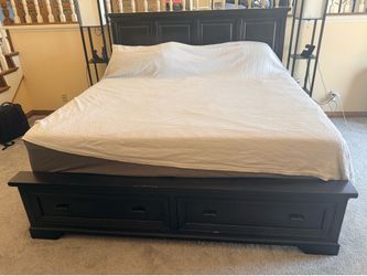 King Bed Frame - dark wood
