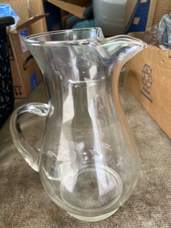 Princess House Clear Glass Pitcher with Etched Floral Design