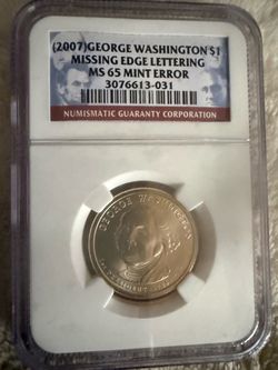 2007 George Washington missing edge lettering MS 65 mint error coin