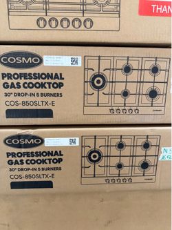 Cosmo 30 in. Gas Cooktop in Stainless Steel with 5 Sealed Brass Burners