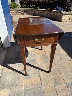 Mahogany Drop-Leaf Side Table with Drawer