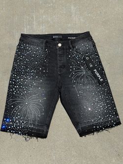 Purple Brand Rhinestone Shorts