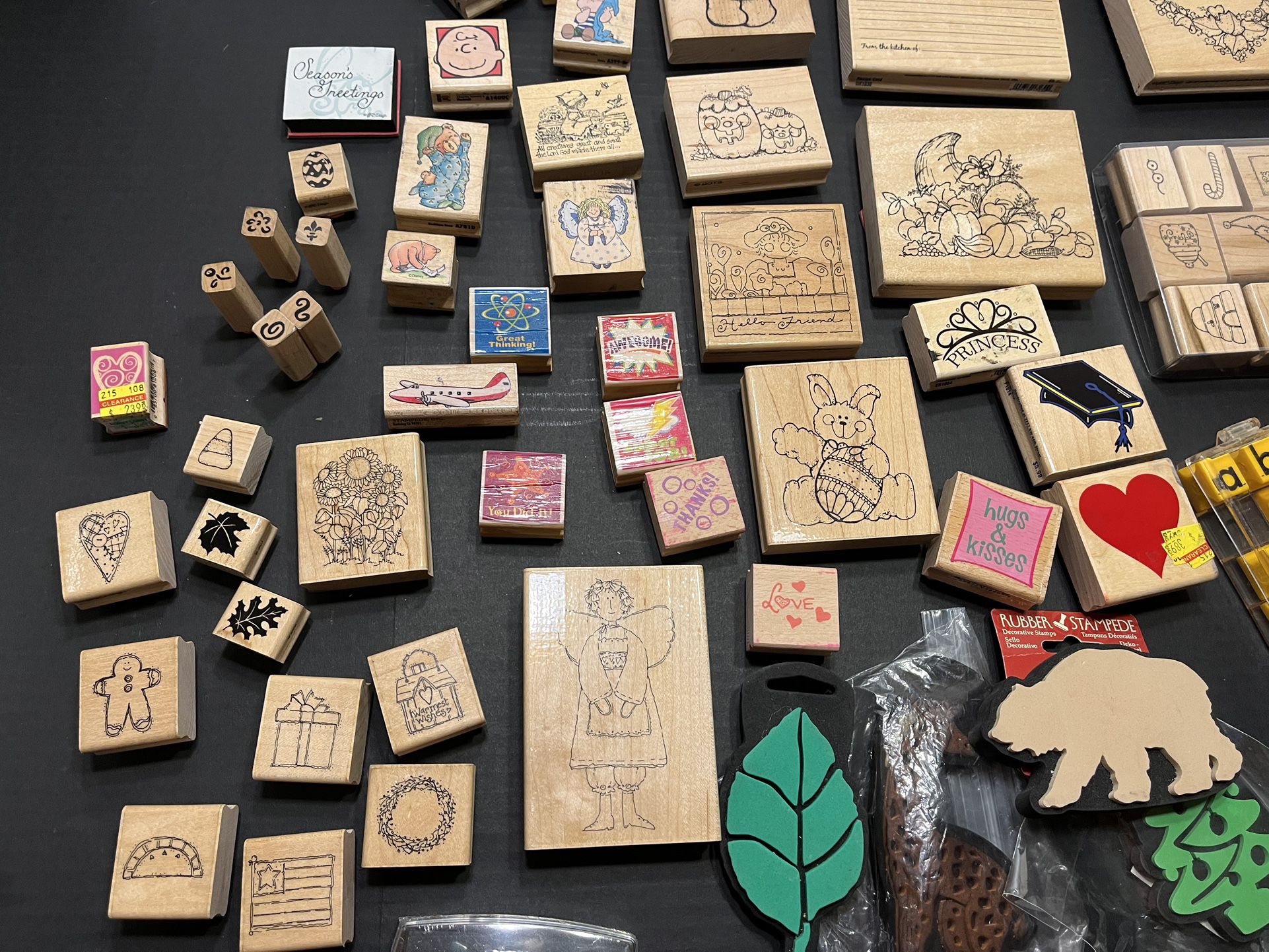 Wooden rubber stamp bundle. over 100 stamps
