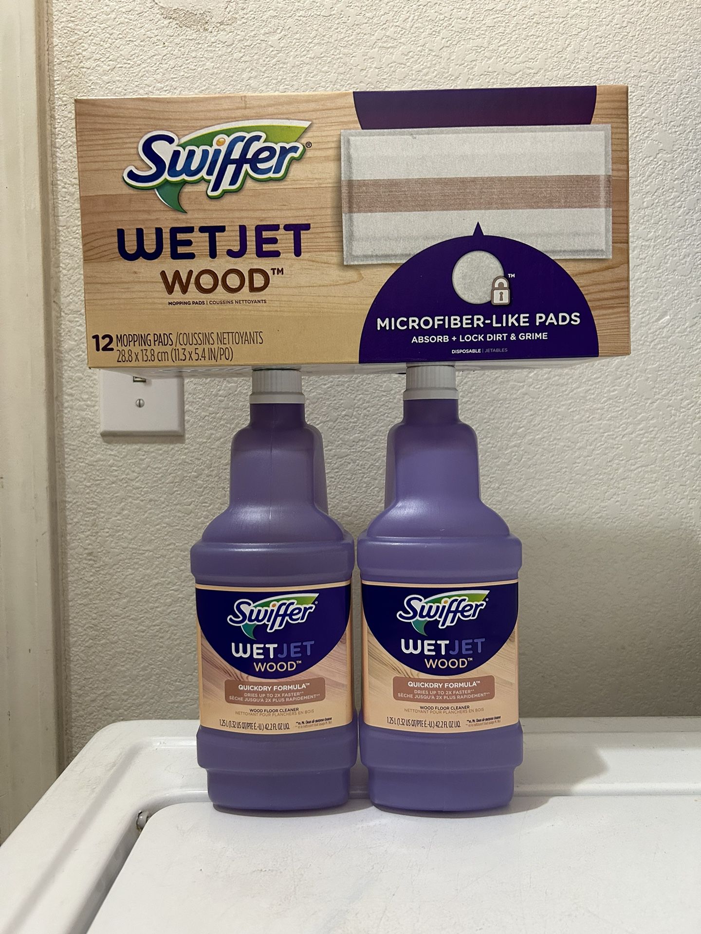 Swiffer Wetjet Wood 12 Pads And 2 Swiffer Wood Quickdry Formula Cleaner 