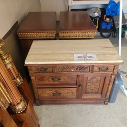 Eastake Wooden Cabinet With Marble Top