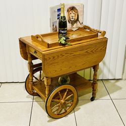Vintage Vintage Maple Drop Leaf Rolling Tea Cart Server, Cart Server . 