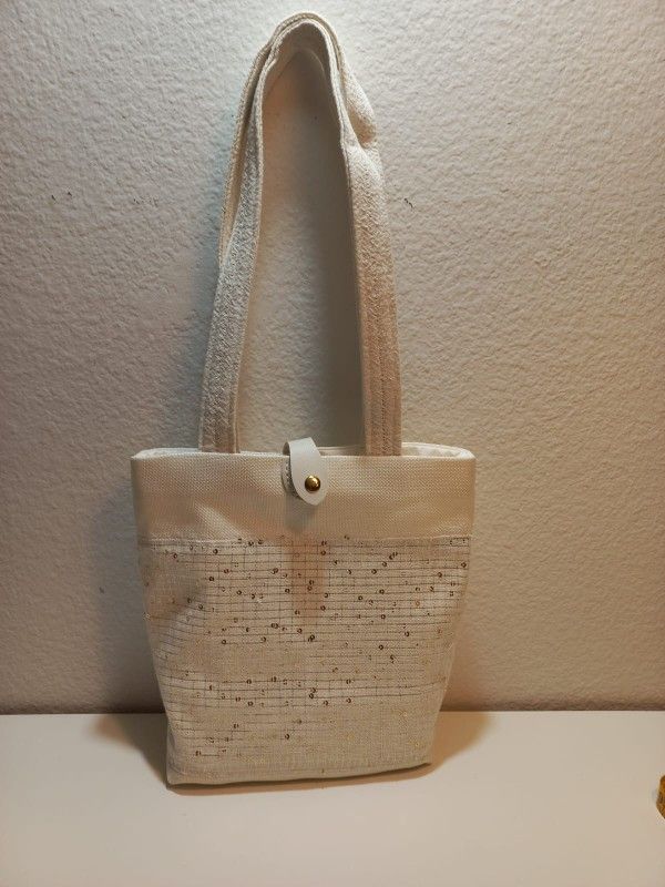 Stylish Small  Tote Bag-Ivory/Whiite/Cream Color (10 by 10 inch) fabric handmade bag 