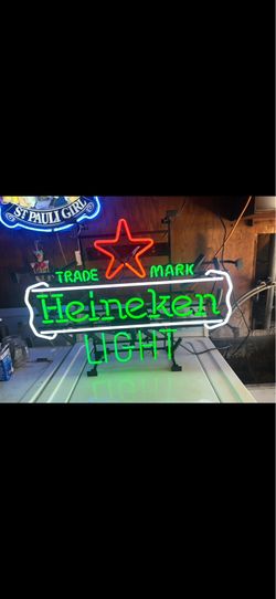 Heineken Light Neon Lite Sign Red Star Not LED Classic Neon Tube Bar Man Cave Game Pool Room
