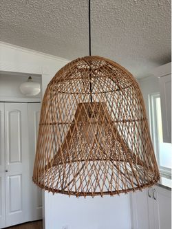 Large Woven Rattan Pendant Light