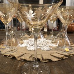 8 Royal Danube Crystal Palm Tree Martini Glasses