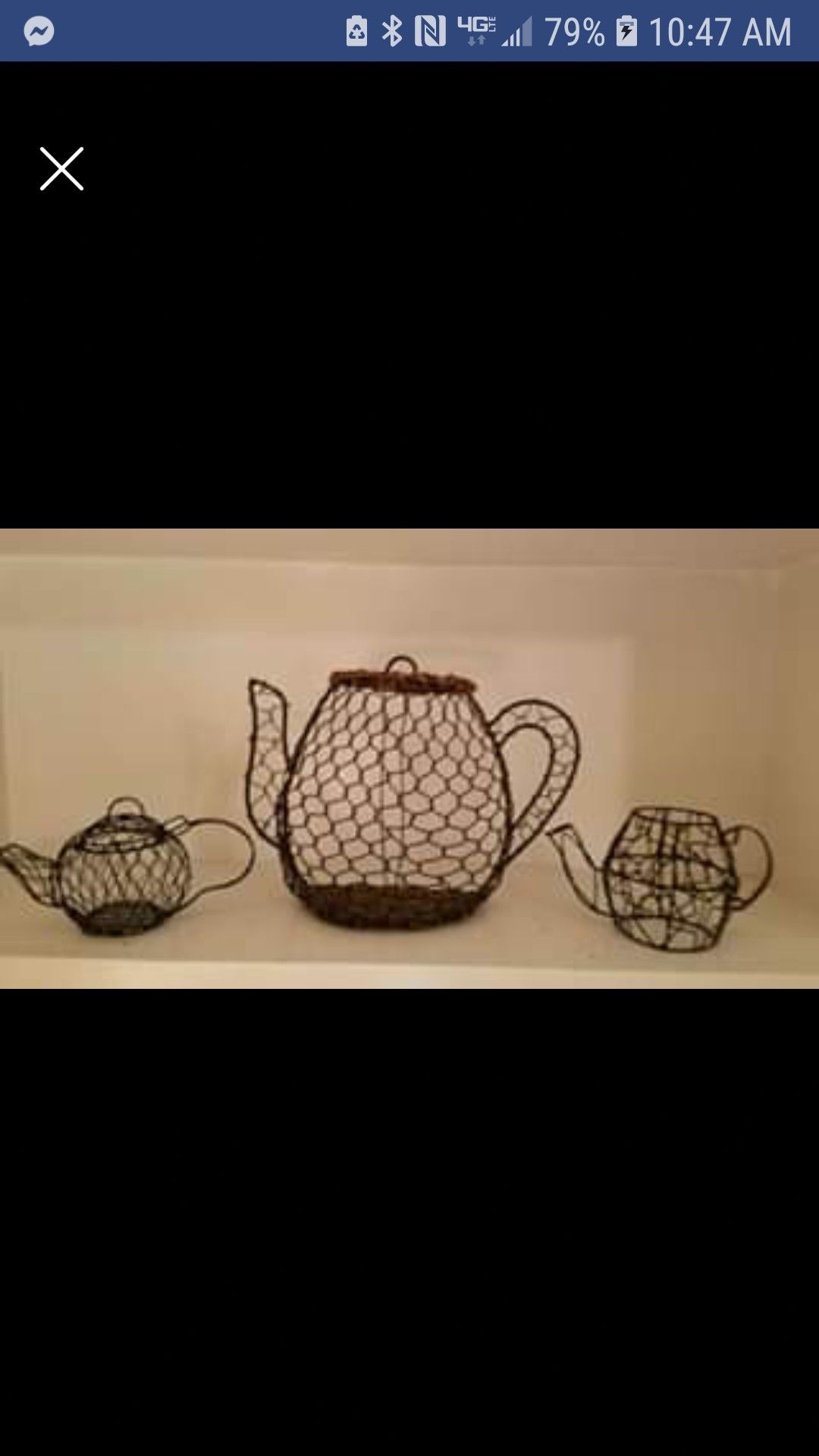 Unusual Black Wire Tea Pot Collection Set