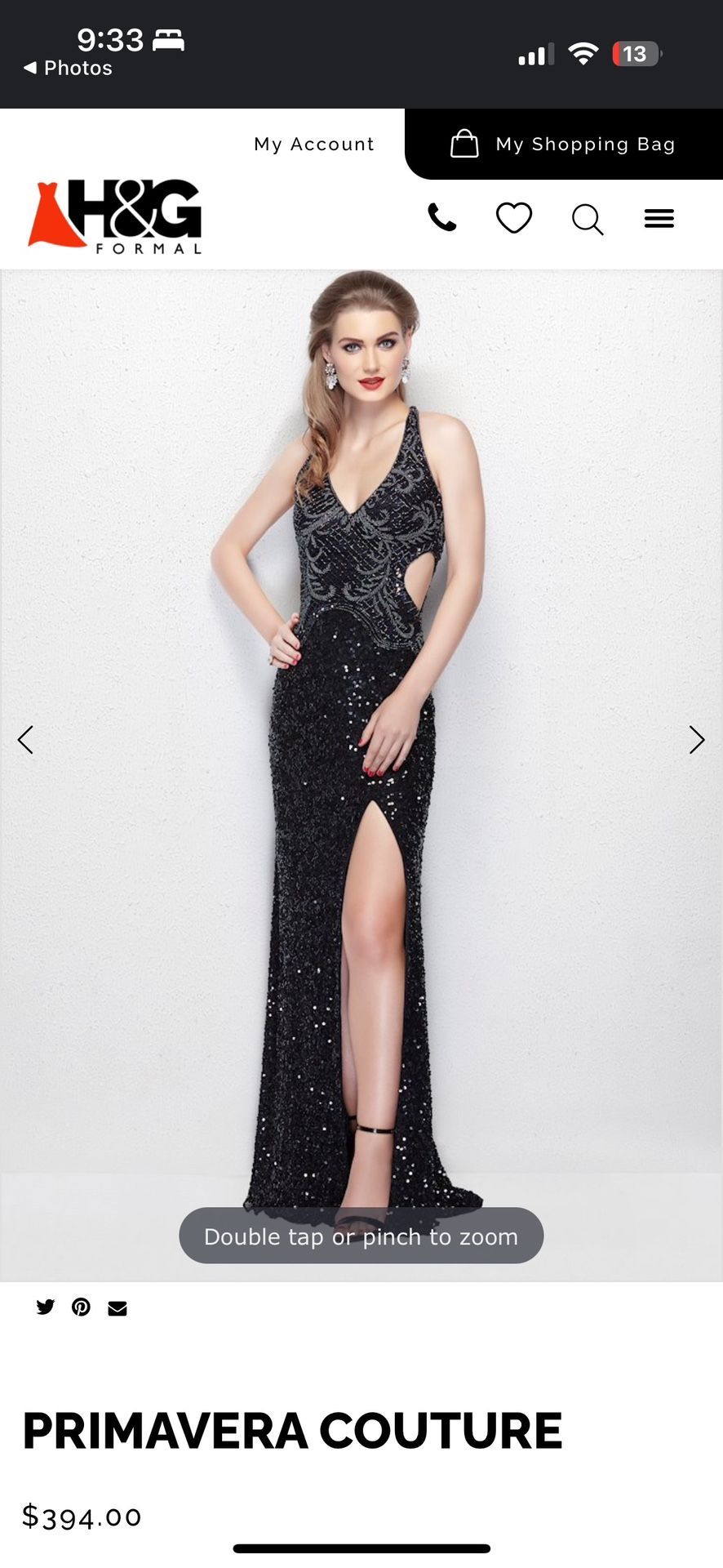 Primavera Couture Black Sequins Prom Dress