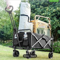 InBrave 220 lb Heavy Duty 1-Piece Foldable Foldable Carriage - All Terrain Utility Cart with Stainless Steel Frame for Beach, Lawn, Sports, Camping - 