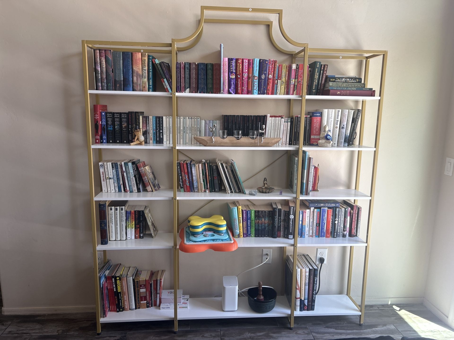 Gold And White Bookshelf